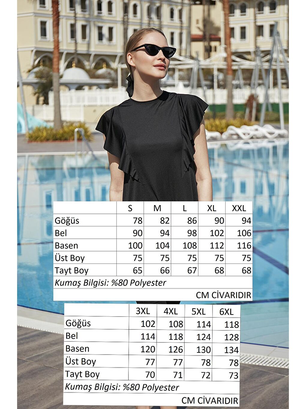 Siyah Fırfır Volan Detaylı Yarı Kapalı Mayo 2150 Hilal-6