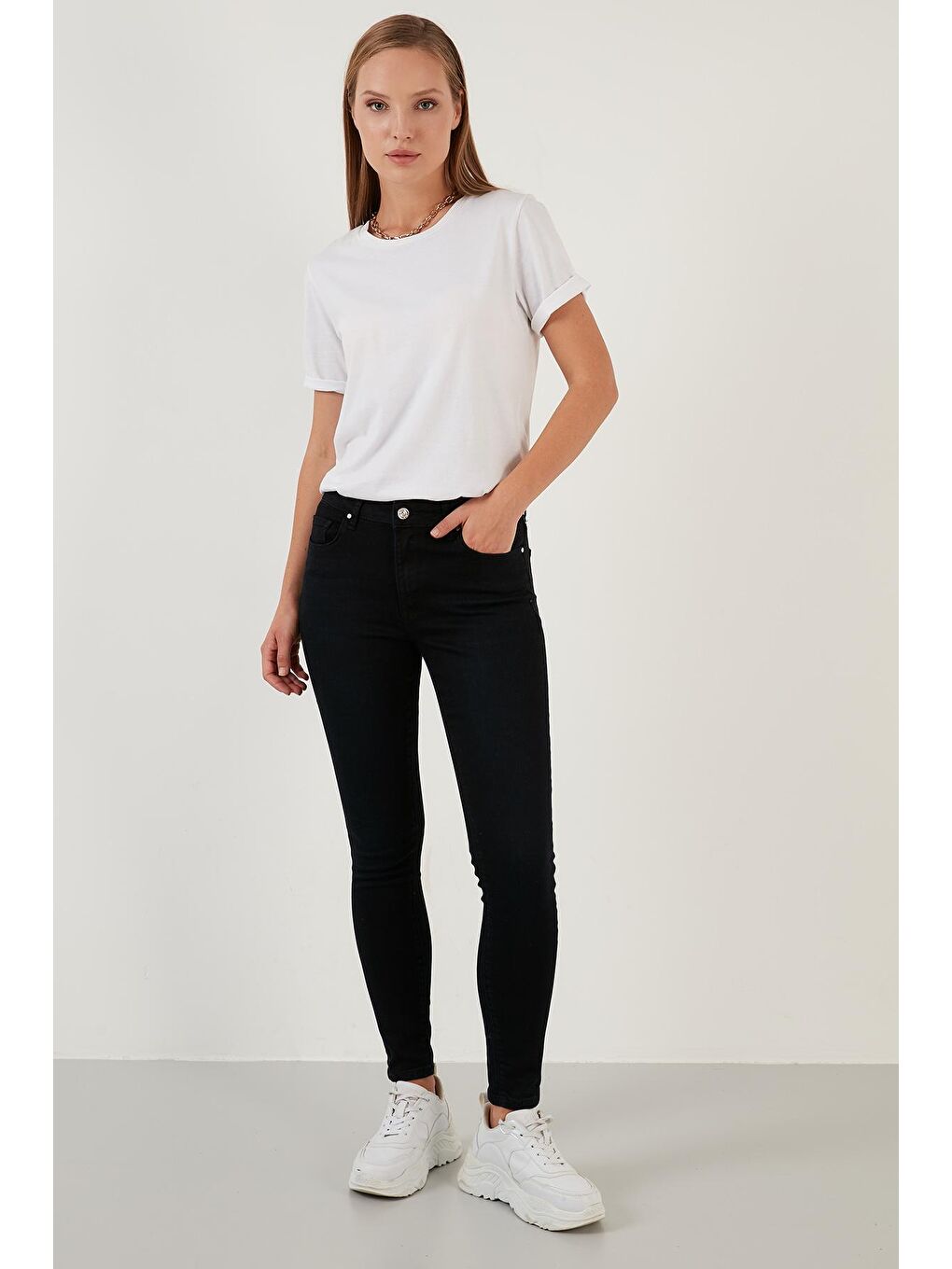 Lela Lacivert Pamuklu Yüksek Bel Skinny Fit Dar Paça Jeans 639ISABEL - 1