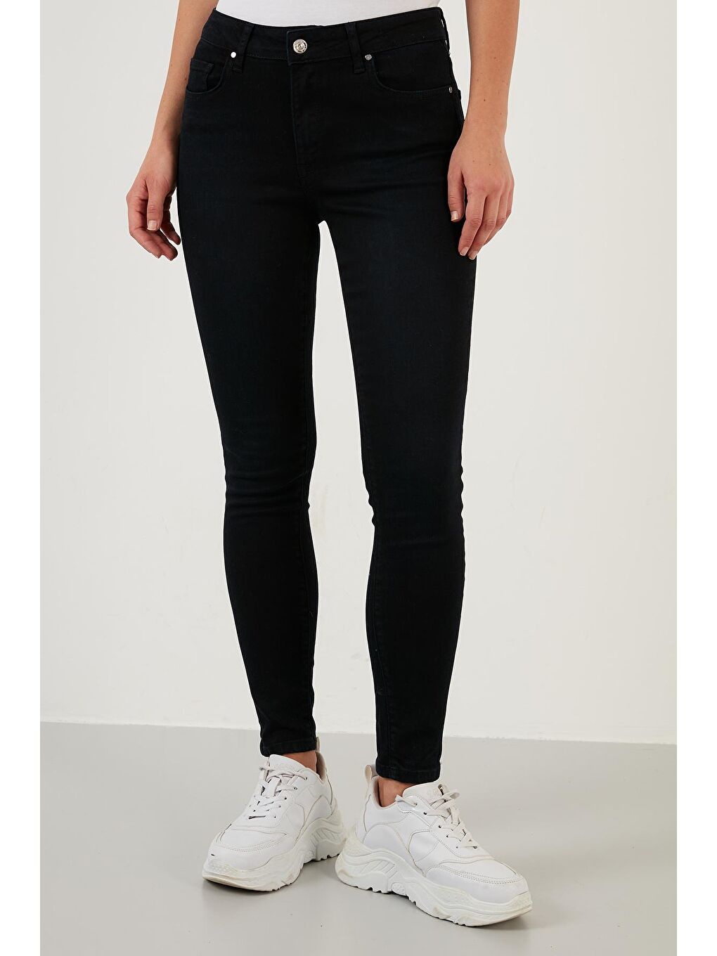 Lela Lacivert Pamuklu Yüksek Bel Skinny Fit Dar Paça Jeans 639ISABEL - 2