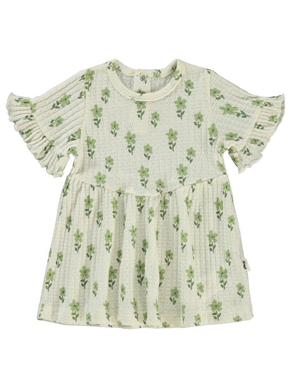 Ekru Baby Çiçek Empirme 6-18 Ay Elbise