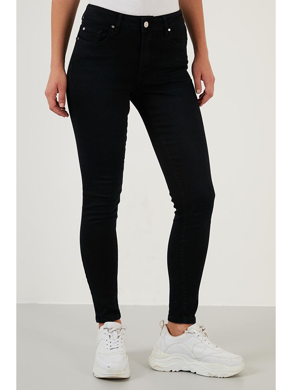 Lela Lacivert Pamuklu Yüksek Bel Skinny Fit Dar Paça Jeans 639ISABEL - 3