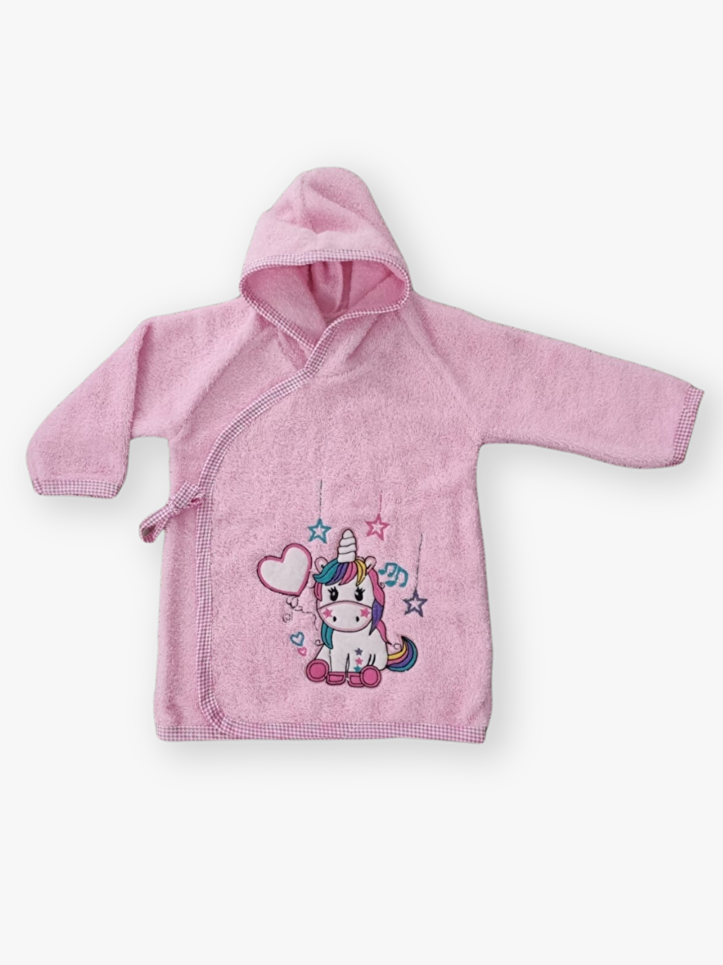 Luggi Baby Pembe Kapüşonlu Kız Bebek Bornoz