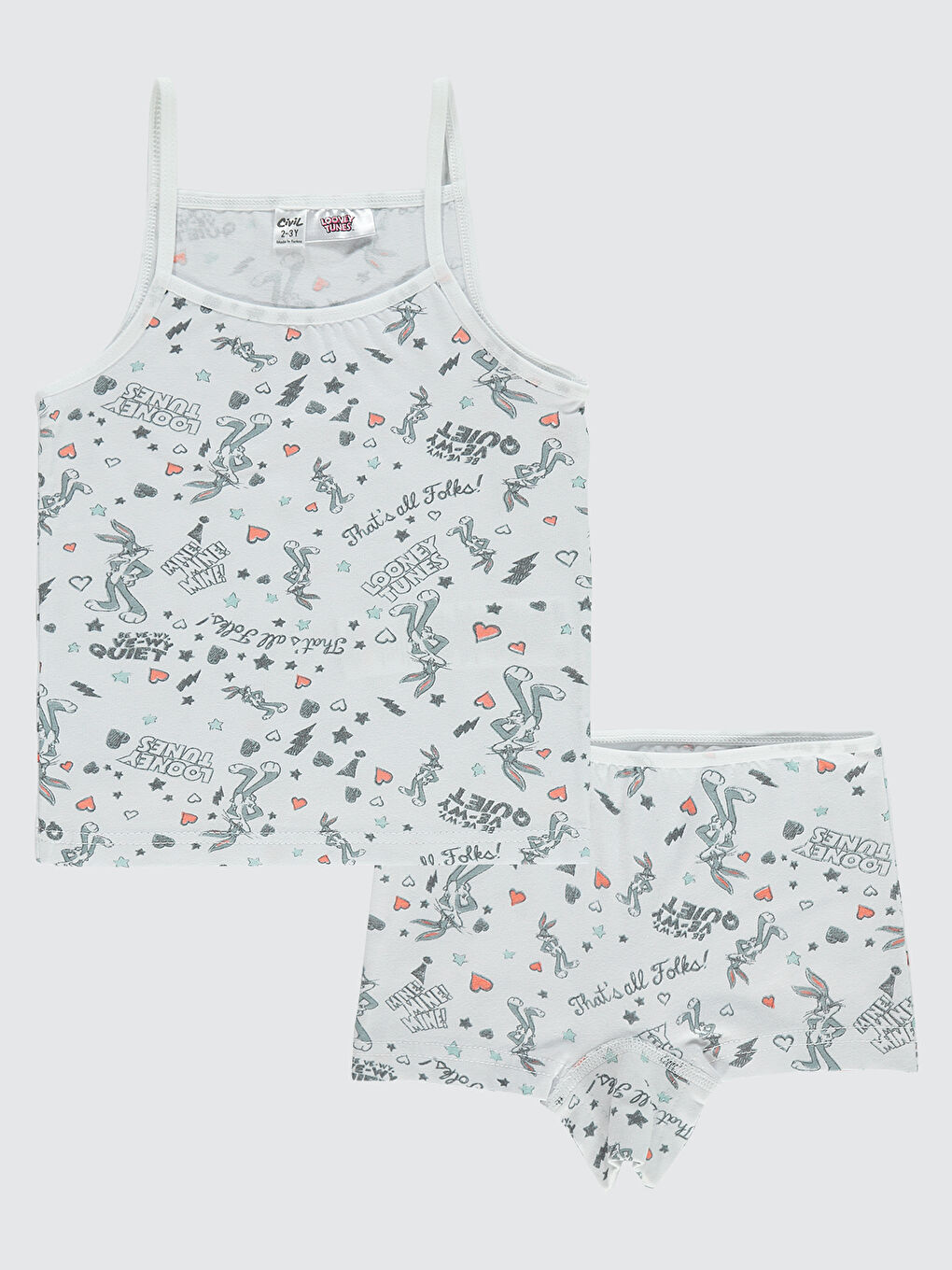 Bugs Bunny Kız Çocuk İç Çamaşır Takımı 2-10 Yaş Beyaz