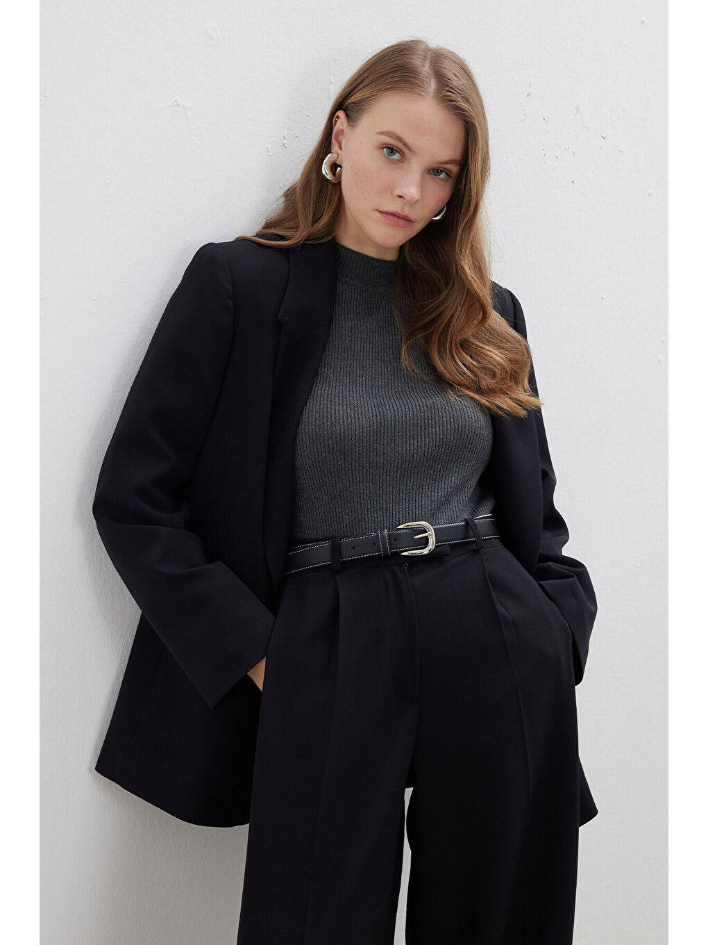 Kruvaze Klasik Blazer Ceket Siyah-1