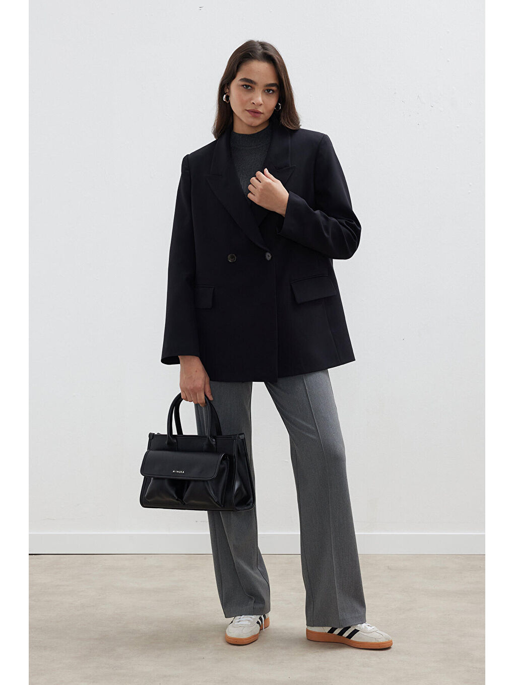 Kruvaze Klasik Blazer Ceket Siyah-7