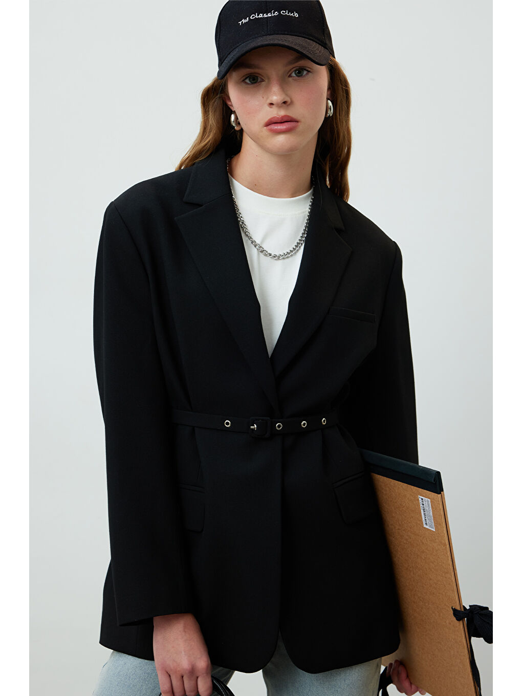 Kemerli Blazer Ceket Siyah-1