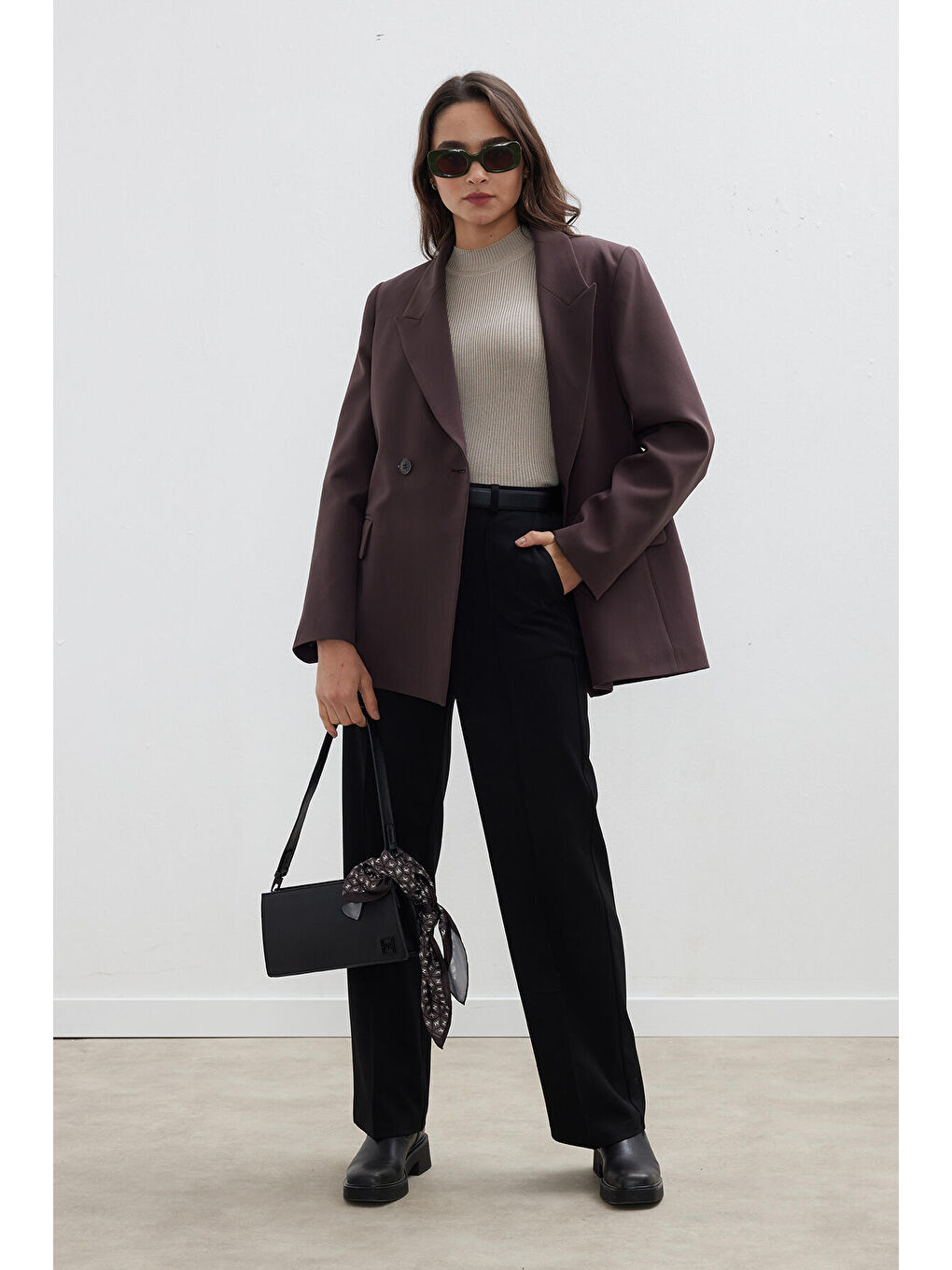 Kahverengi Kruvaze Klasik Blazer Ceket Acı Kahve-1