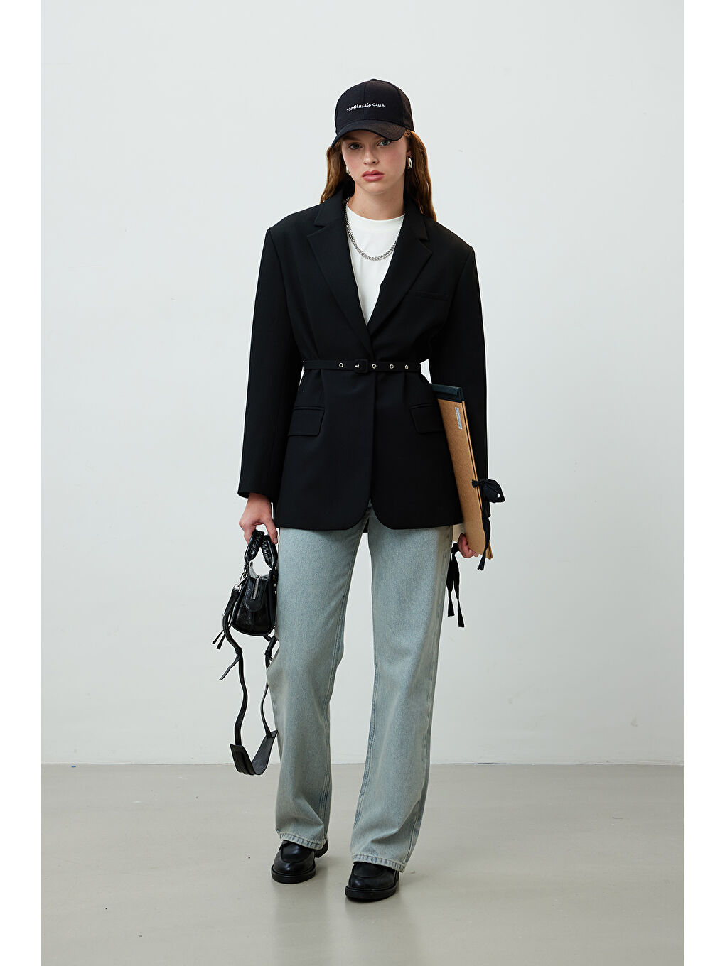 Kemerli Blazer Ceket Siyah-2