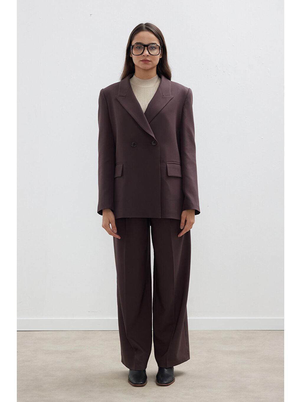 Kahverengi Kruvaze Klasik Blazer Ceket Acı Kahve-3