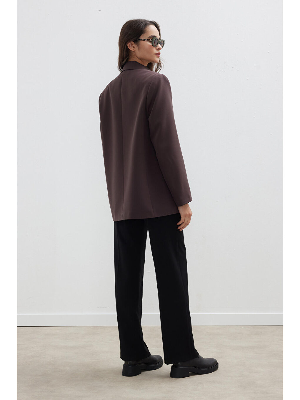 Kahverengi Kruvaze Klasik Blazer Ceket Acı Kahve-5