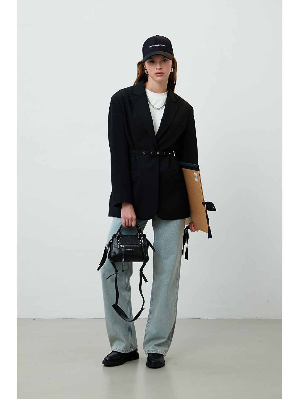 Kemerli Blazer Ceket Siyah-6