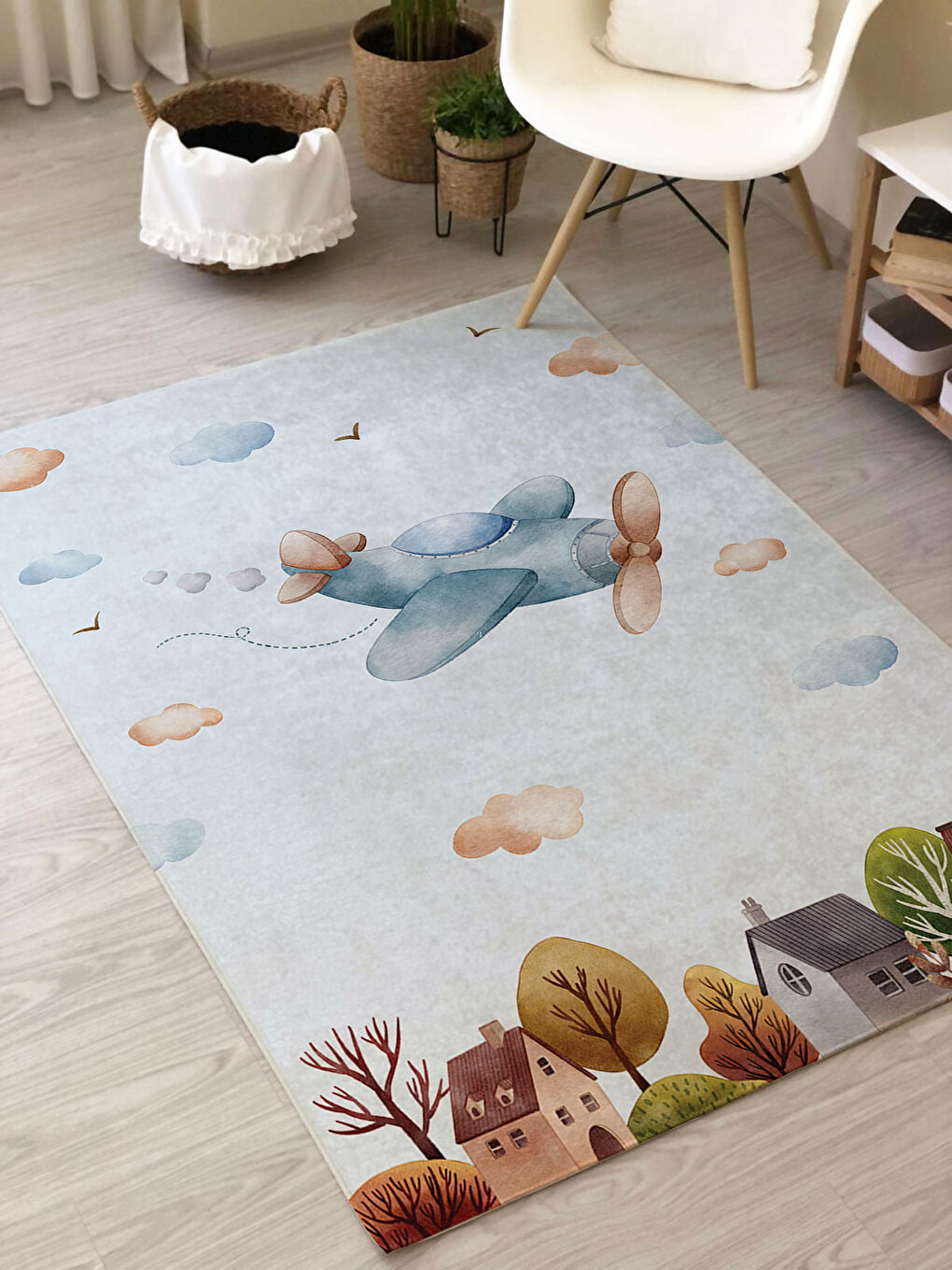 Karışık Uçak Desenli Baskı Kalın 7mm Halı Modeli