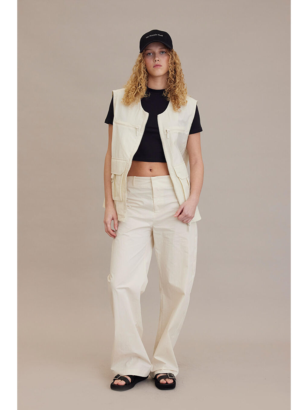 Bej Teknik Detaylı Yelek Vanilya-2