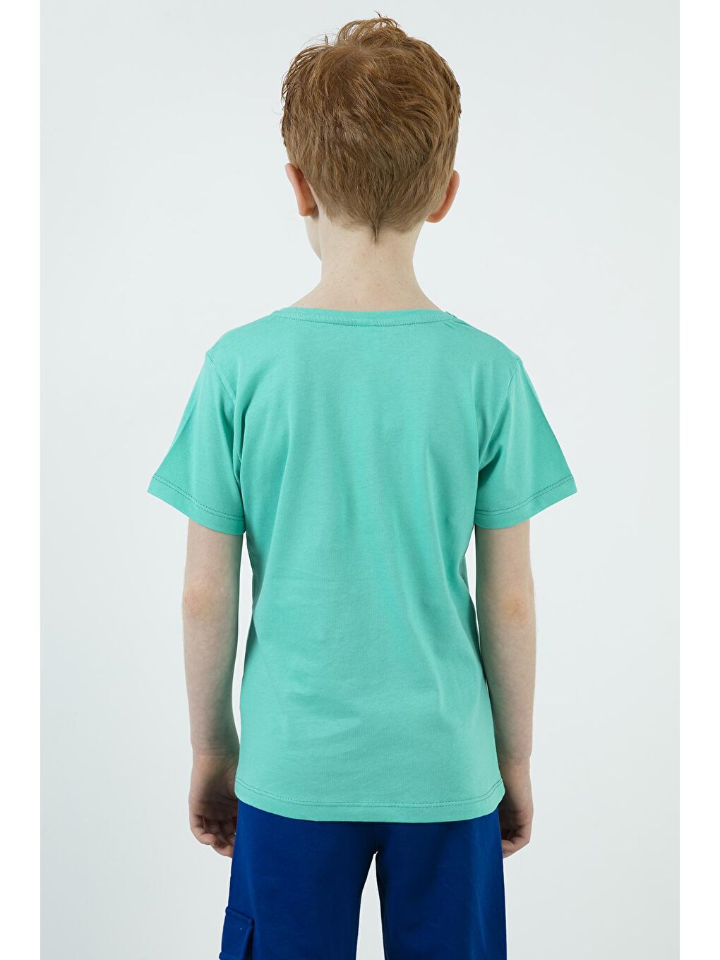 Yeşil Baskılı Bisiklet Yaka % 100 Pamuk T Shirt 5923412-4