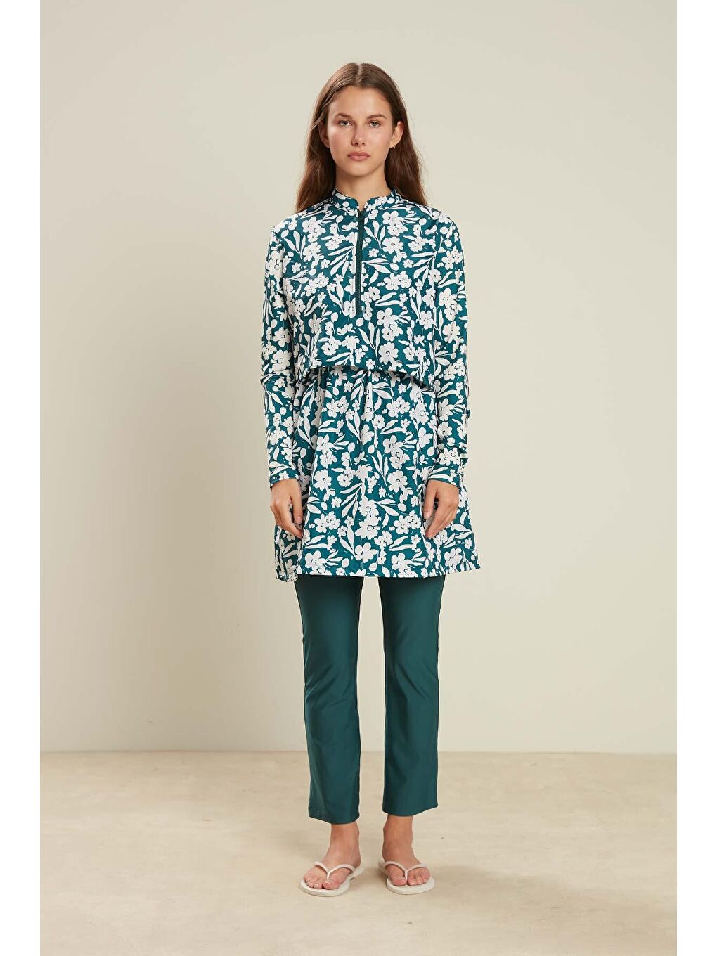 Siyah Desenli 3'Lü Mayo Takımı Çiçek-Petrol-1