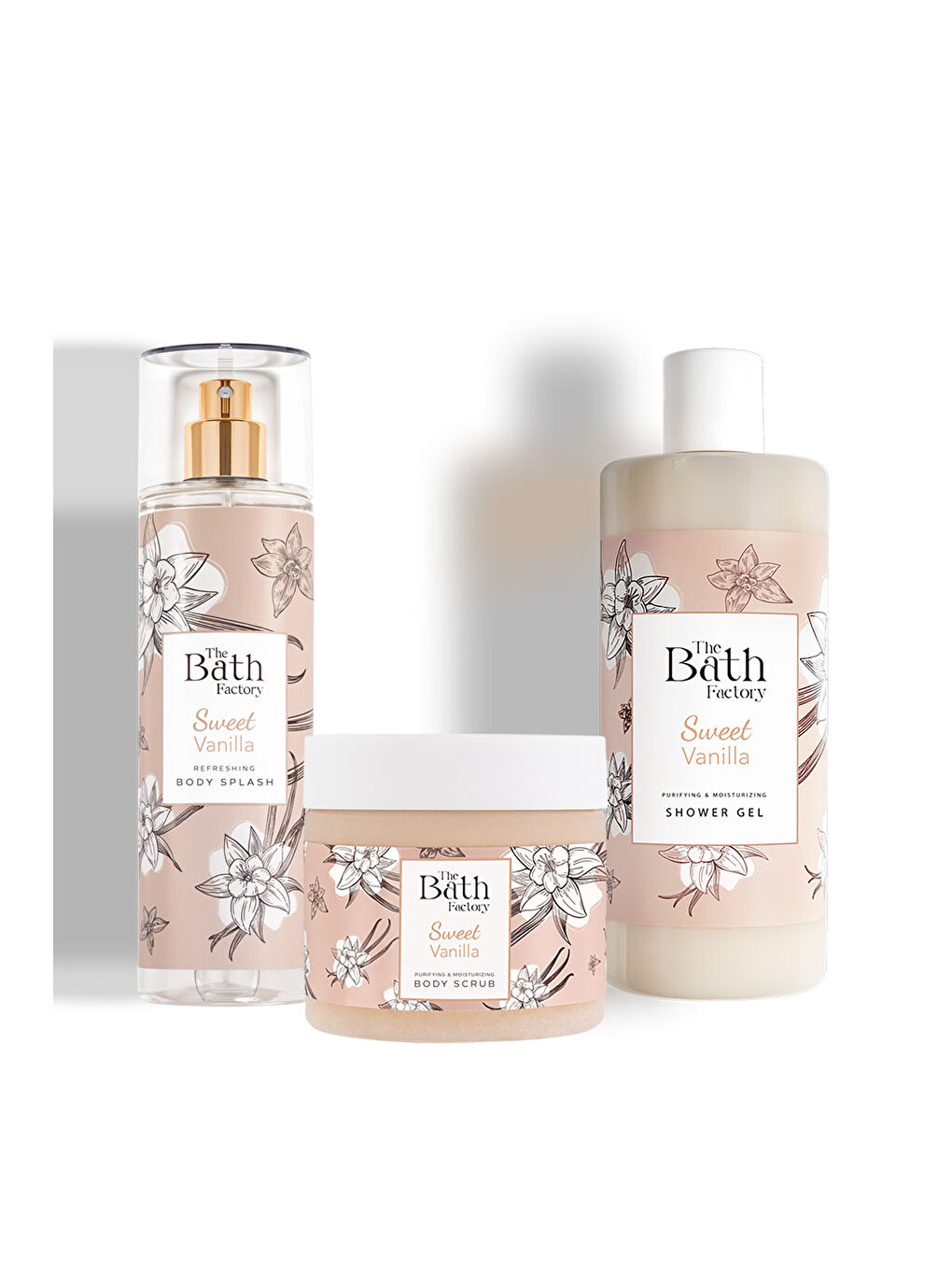 Vanilyalı Vücut Peelingi + Vanilyalı Duş Jeli + Vanilyalı Vücut Spreyi