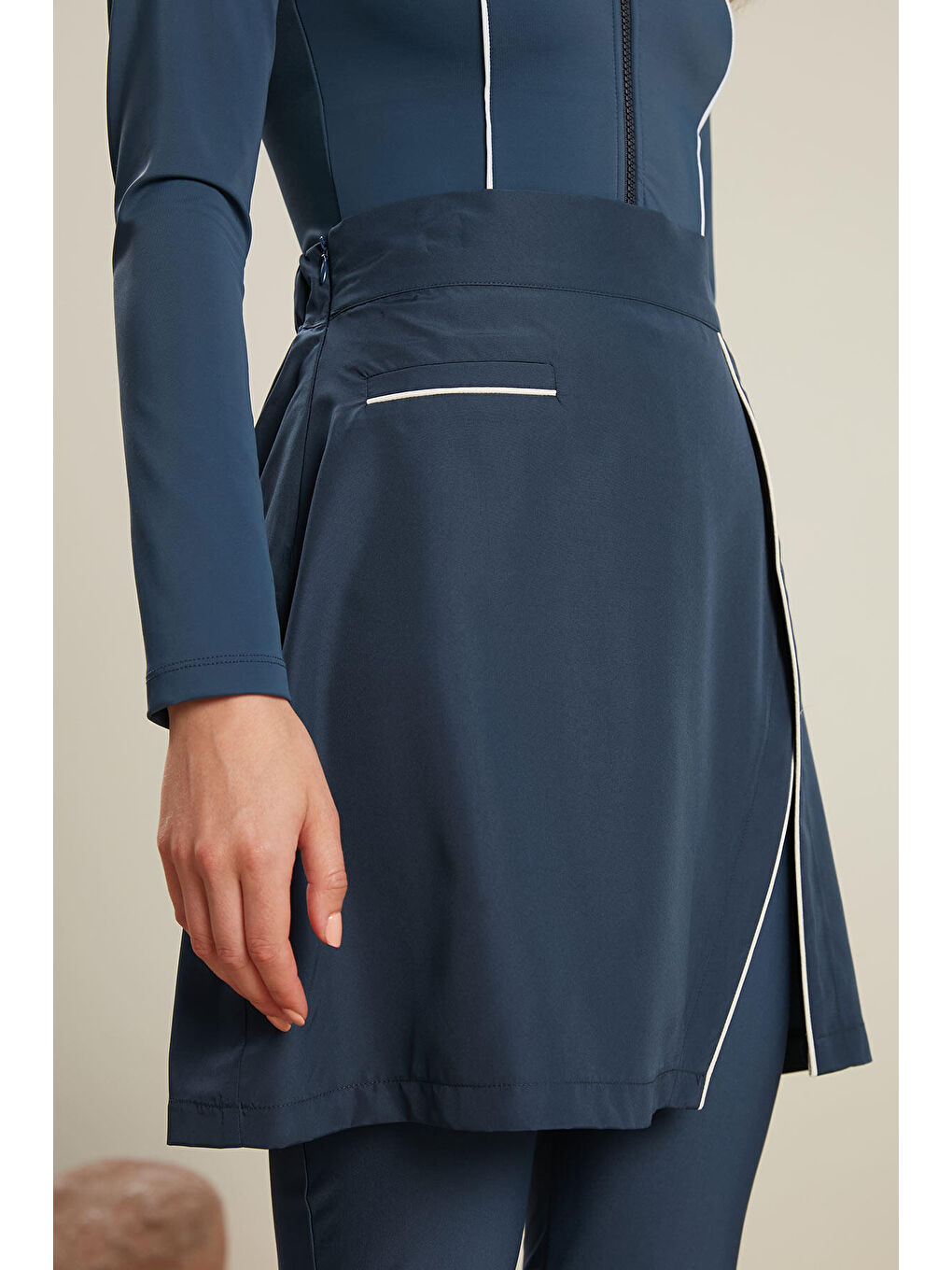 Tesettür Biyeli Mayo Etek Lacivert-6