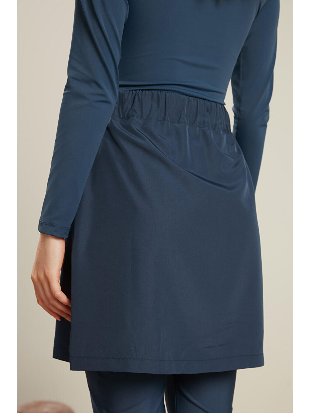 Tesettür Biyeli Mayo Etek Lacivert-7