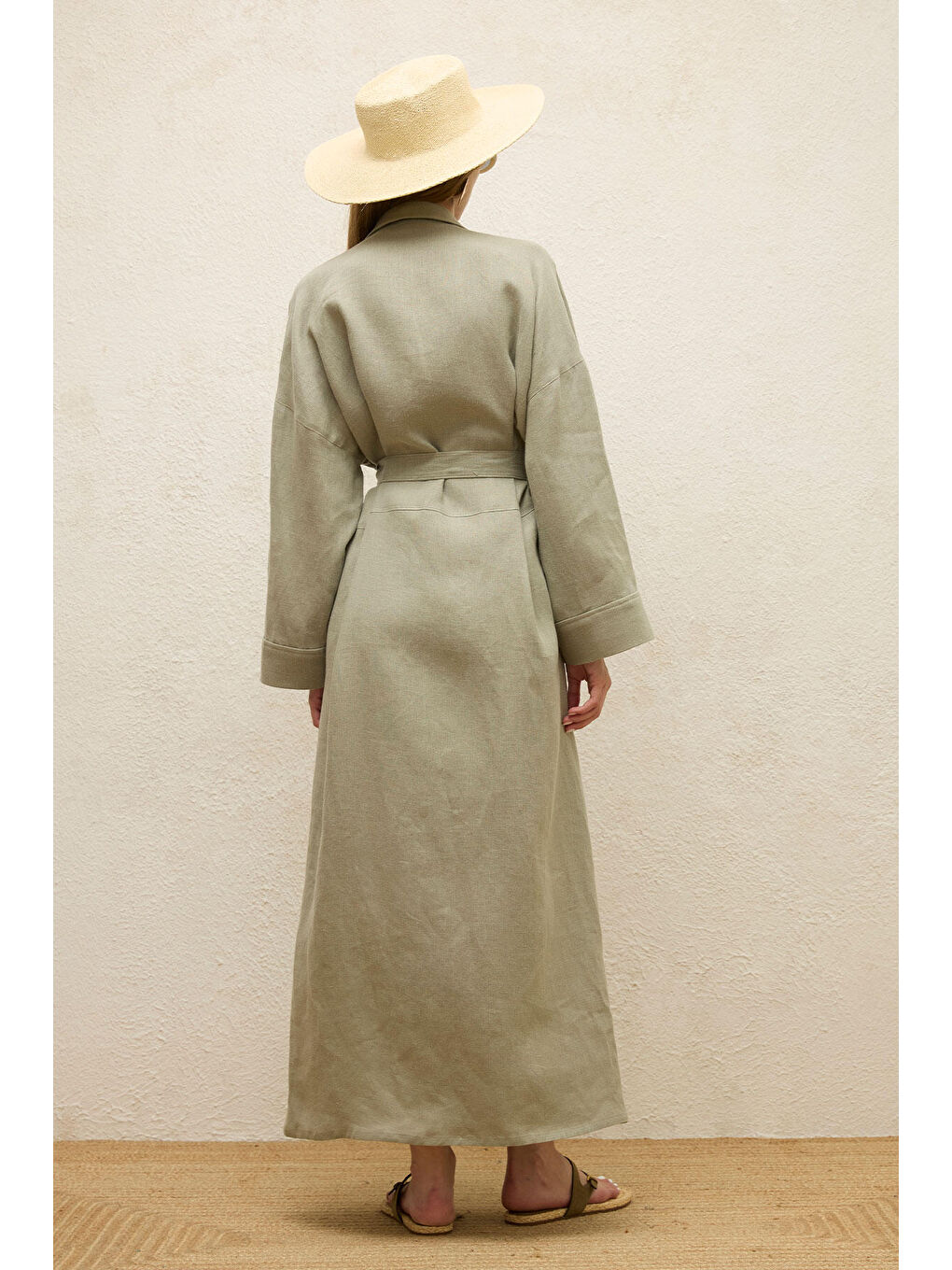 Keten Elbise Açık Yeşil-7