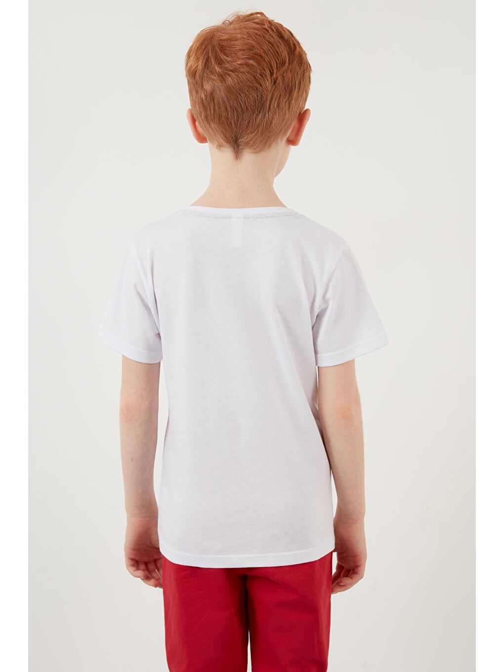 Beyaz Baskılı Bisiklet Yaka % 100 Pamuk T Shirt 5923416-4