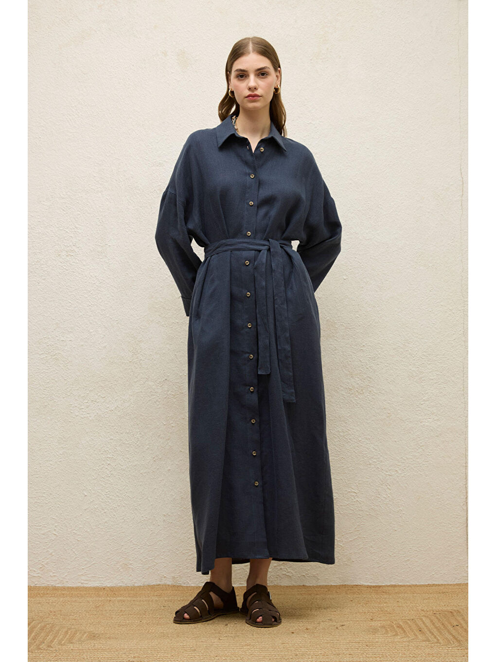 Keten Elbise Lacivert