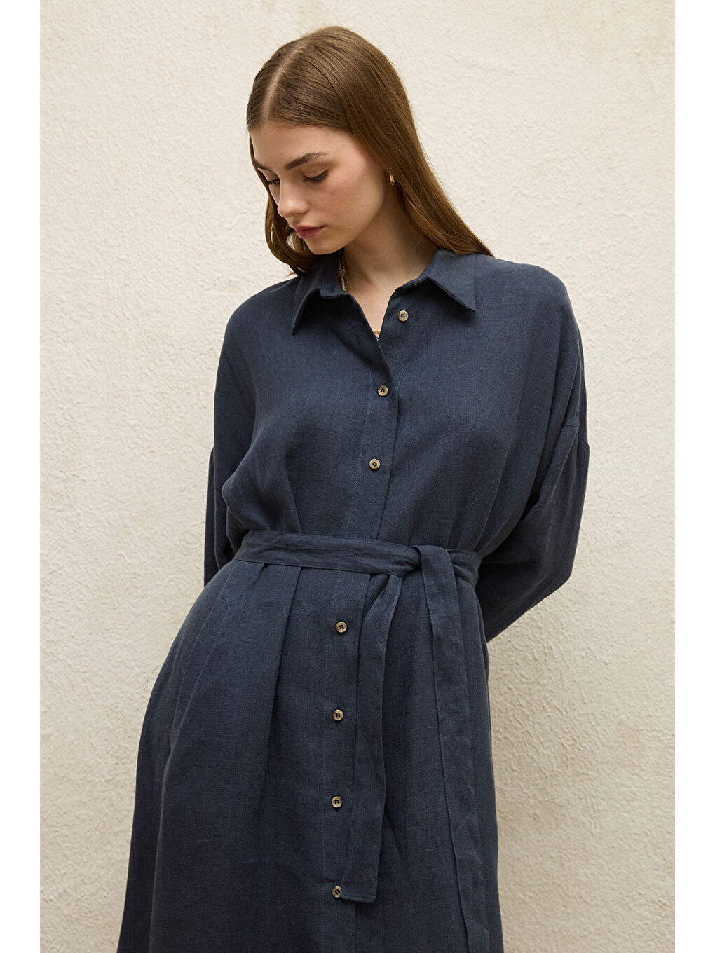 Keten Elbise Lacivert-1