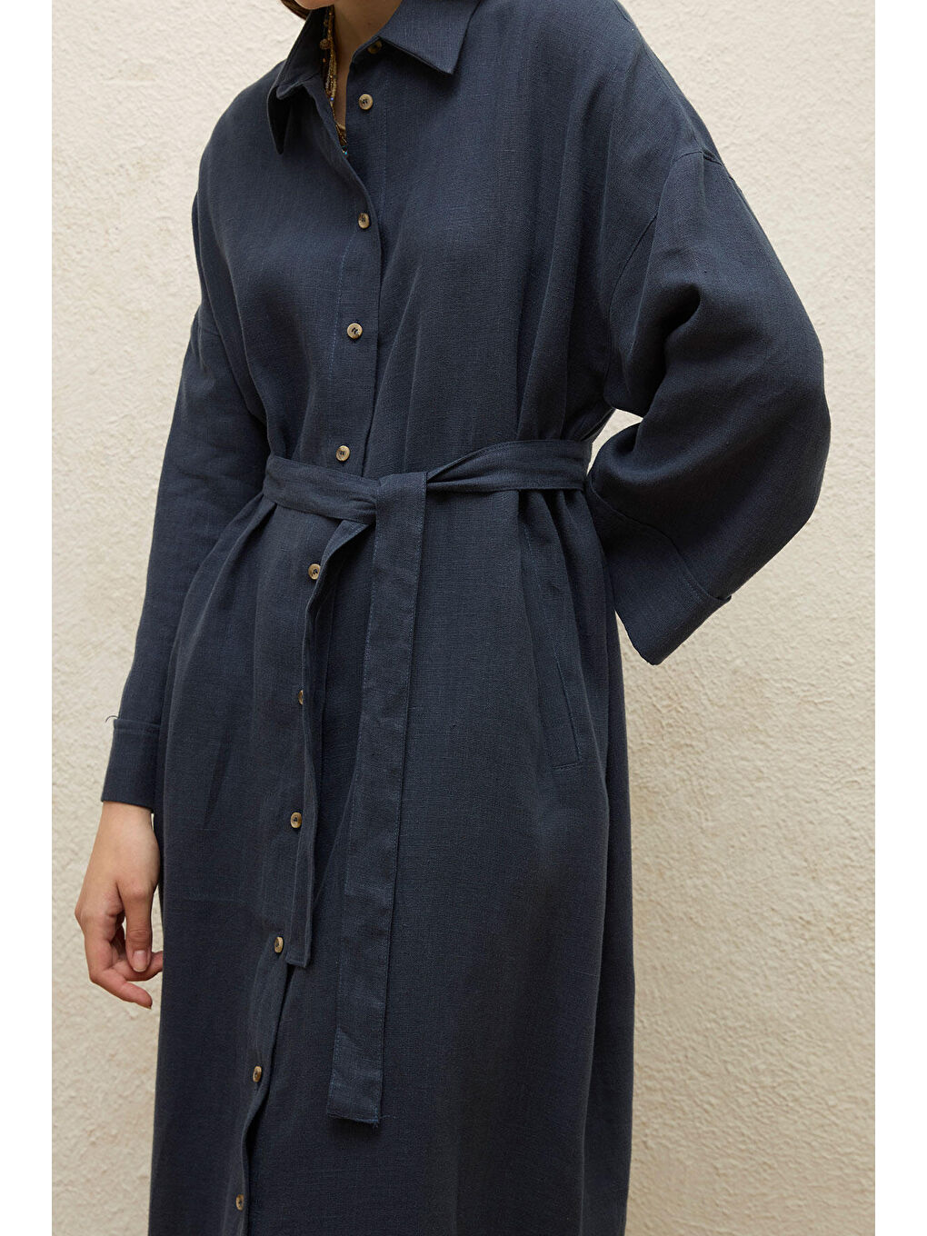 Keten Elbise Lacivert-3