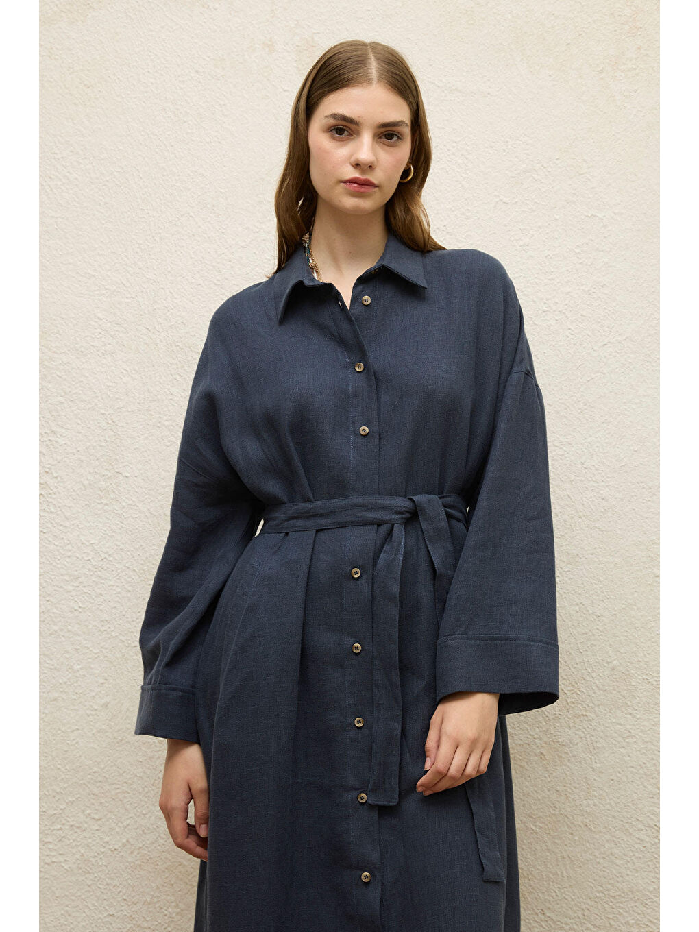 Keten Elbise Lacivert-5