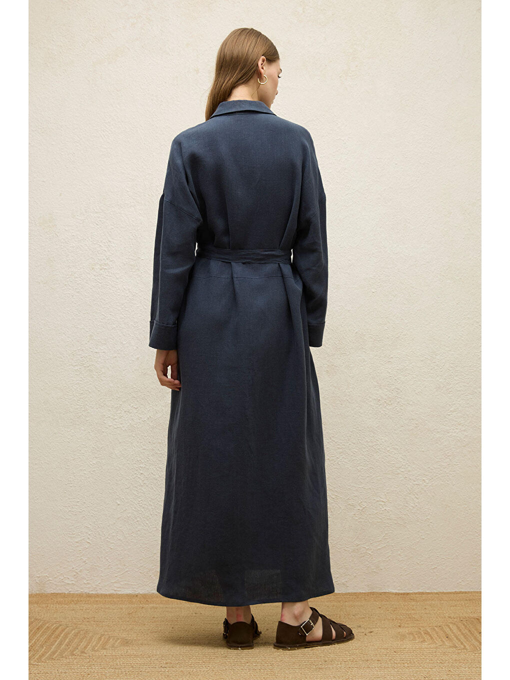 Keten Elbise Lacivert-7