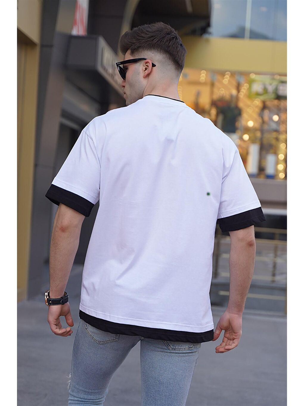 Erkek Beyaz Basic Oversize Tişört 5802-1