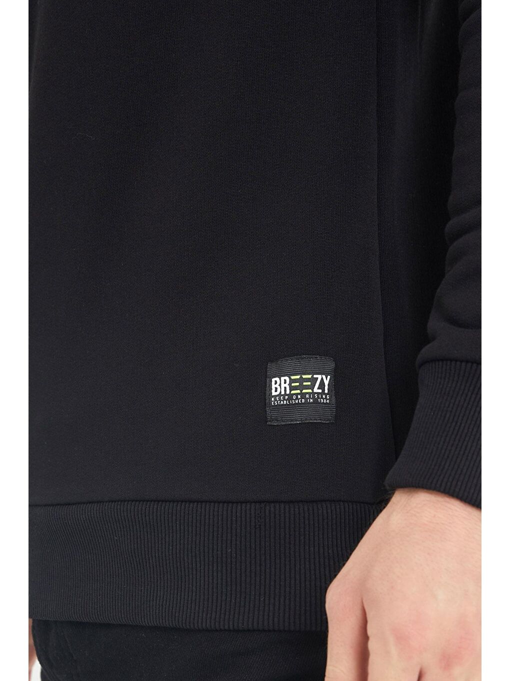 Siyah Yumuşak Dokulu Basic Bisiklet Yaka Sweatshirt 1KXE8-44486-02-4