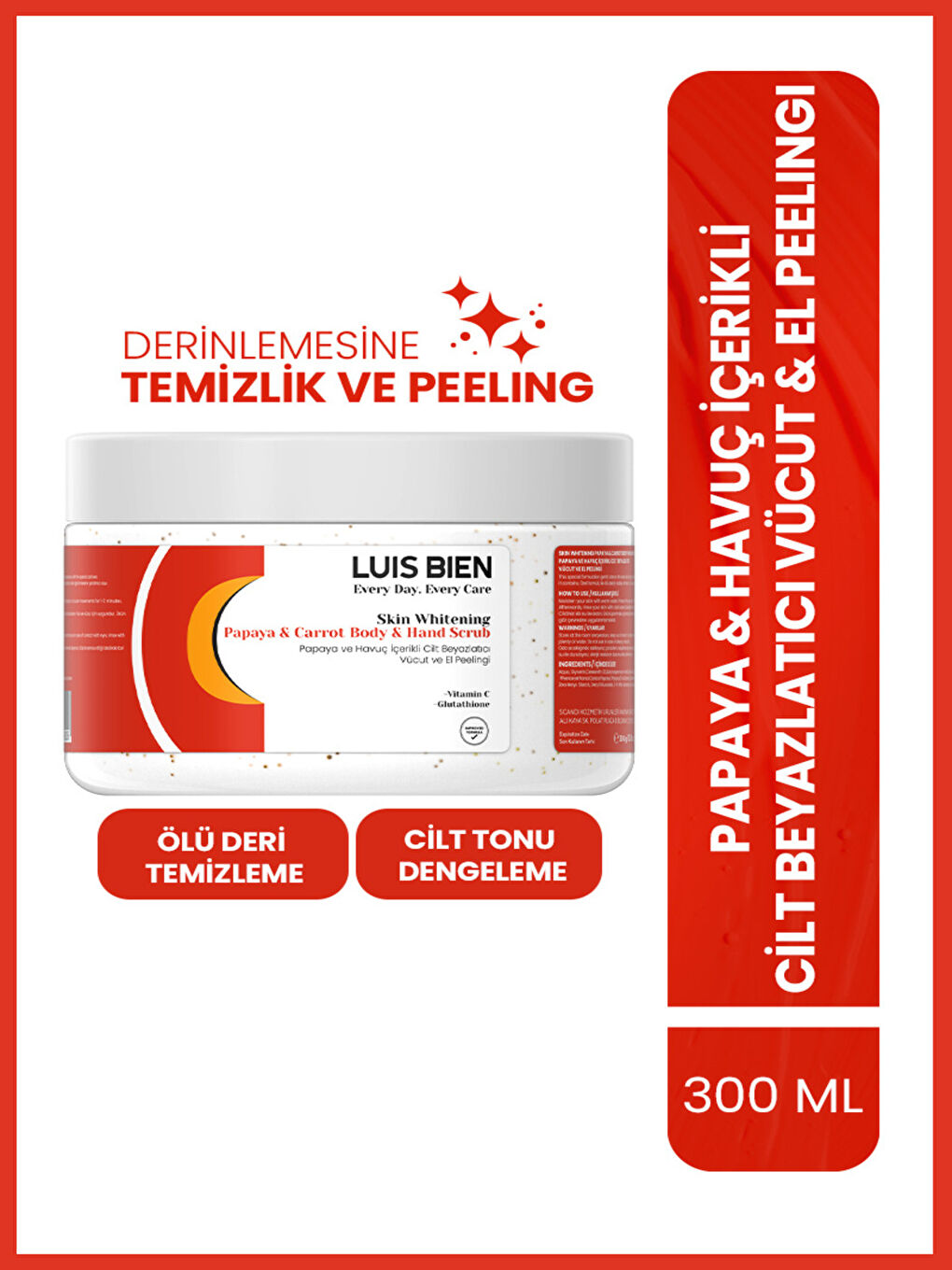 Luis Bien Papaya Ve Havuç Içerikli Cilt Beyazlatıcı Vücut Ve El Peelingi- Skin Whitening Scrub