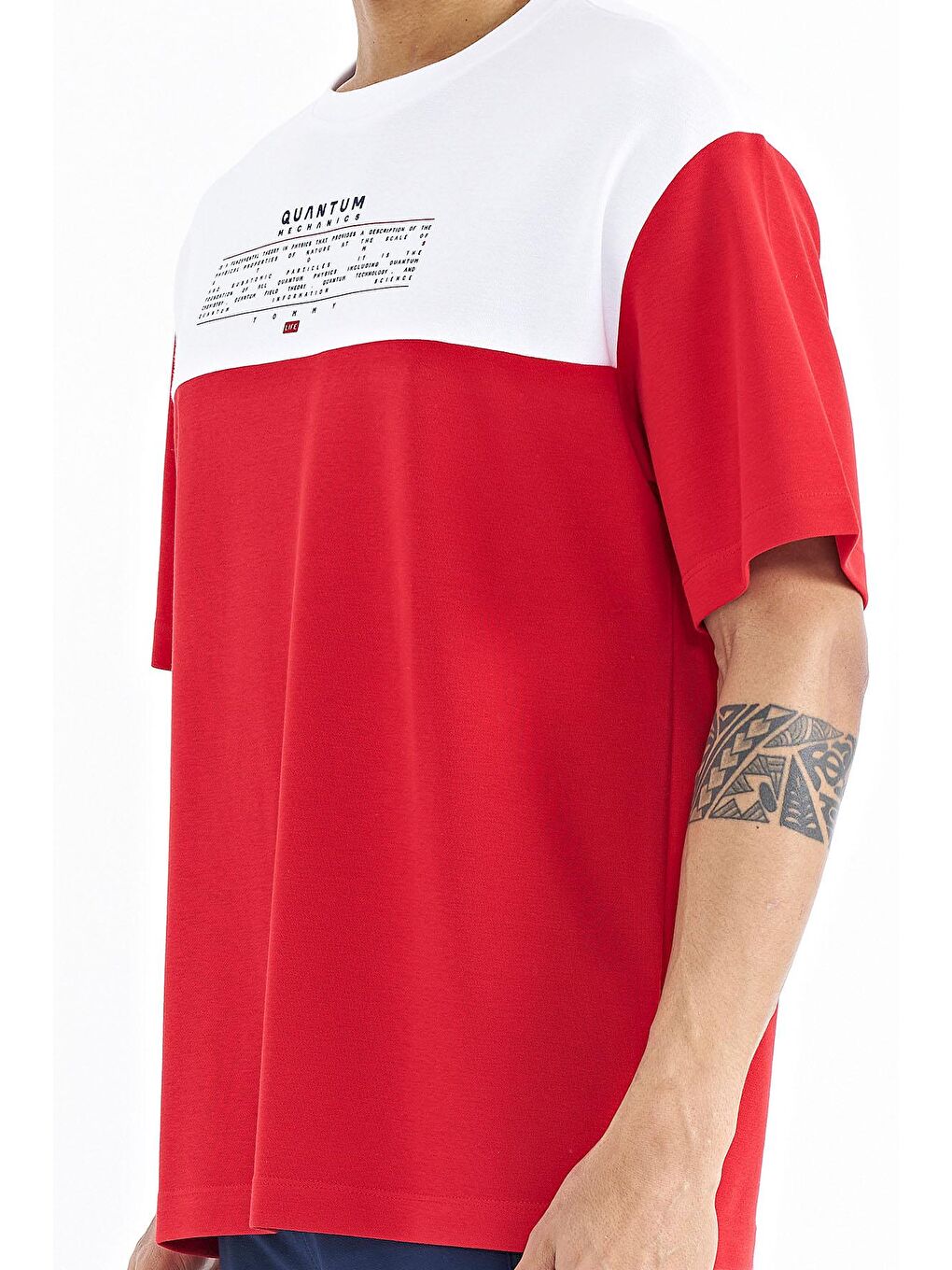 TOMMYLIFE Kırmızı Renk Geçişli Baskı Detaylı O Yaka Oversize Erkek T-shirt - 88225 - 2