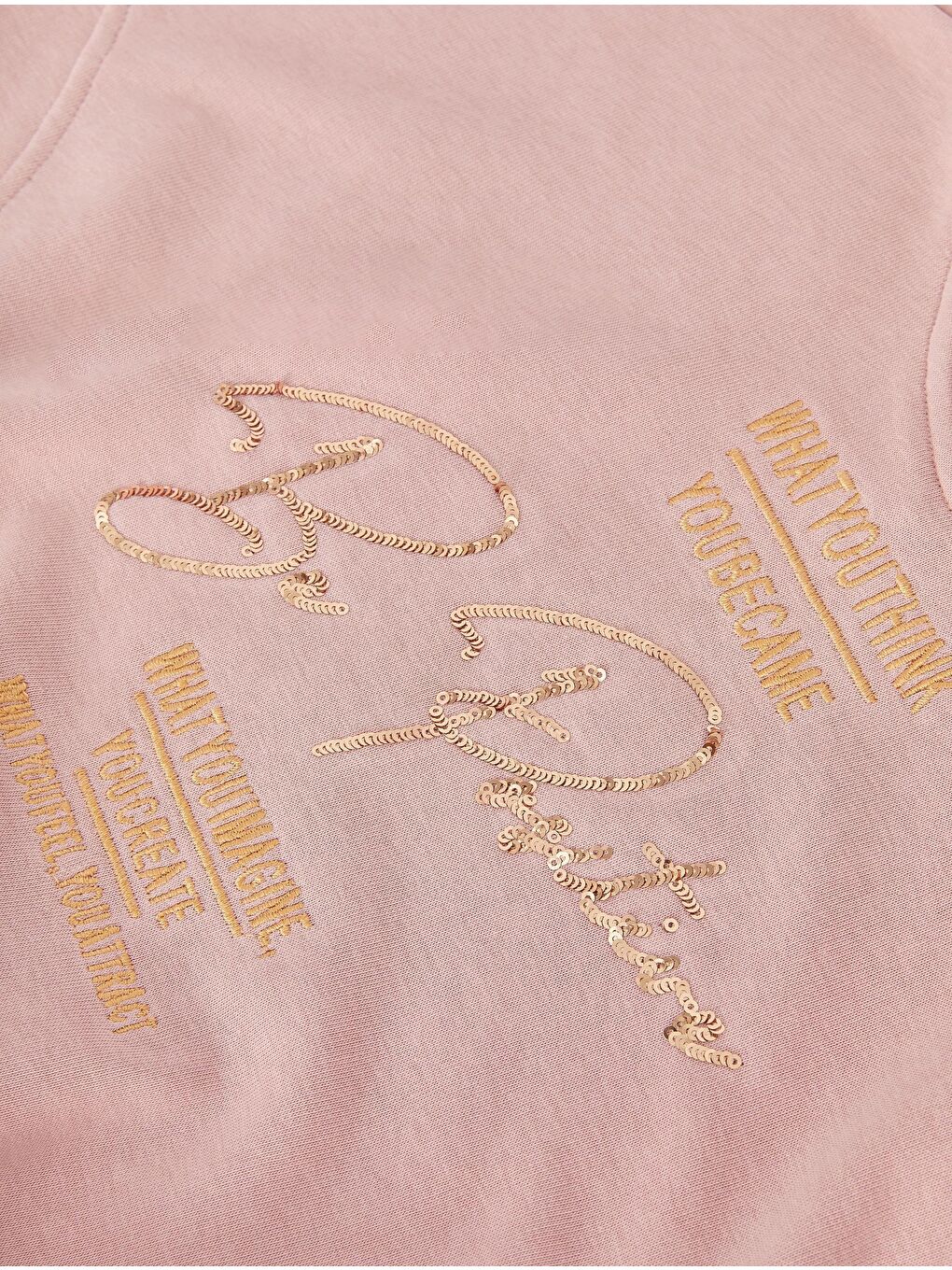 Pembe Kız Çocuk Beli Lastikli Baskılı Be Positive SweatShirt-2