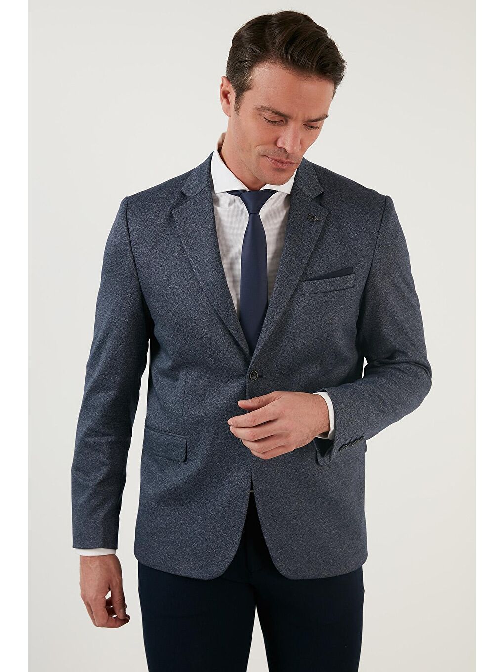 Lacivert Regular Fit 6 Drop Tek Yırtmaçlı Blazer Ceket 216FASERA-3