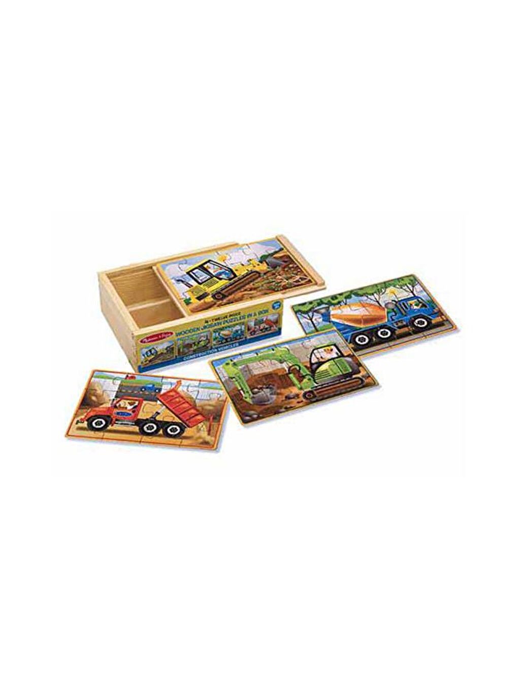 Melissa and Doug Karışık Ahşap 12x4 Yapboz Seti - İnşaat Araçları