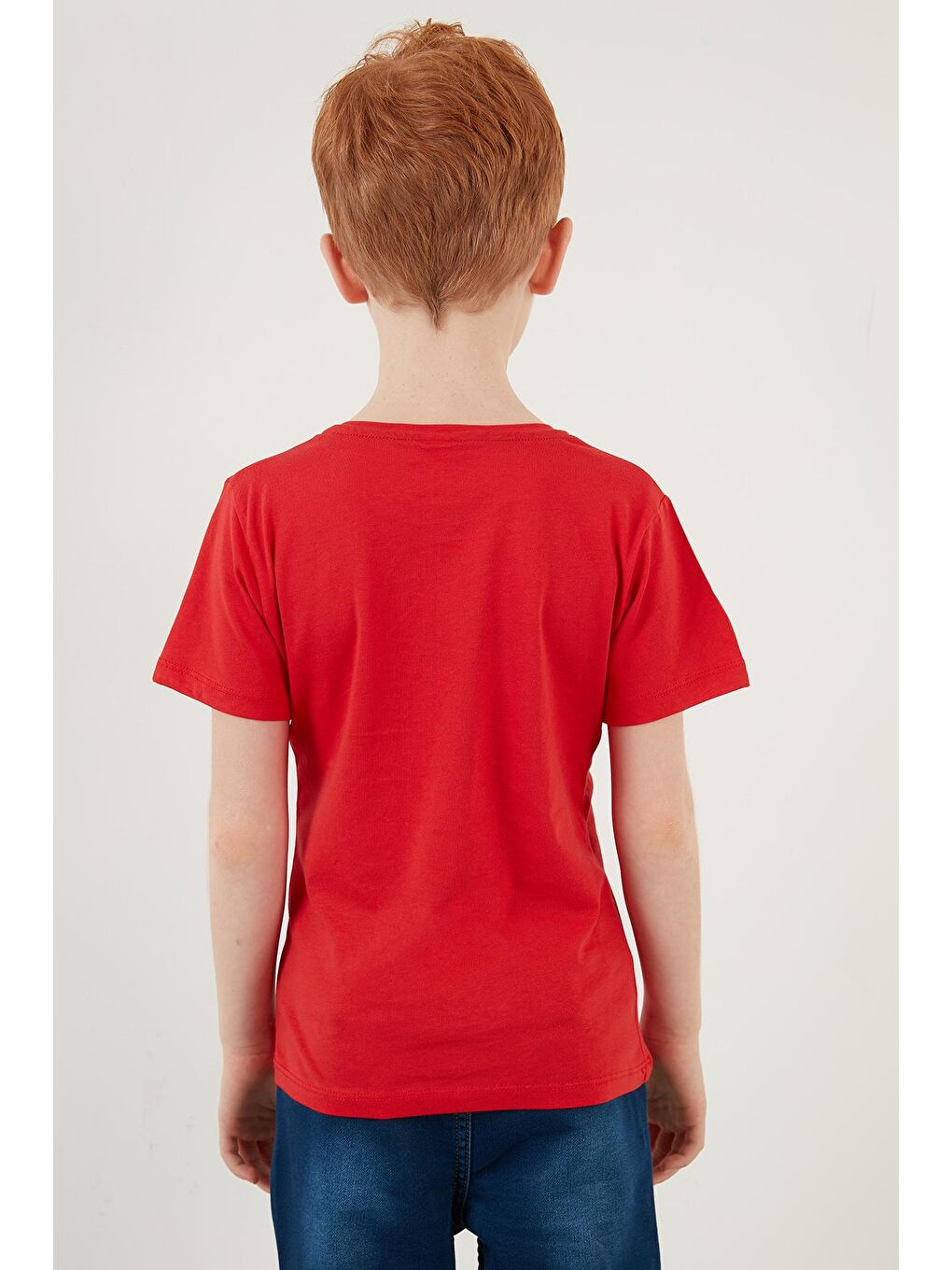 Kırmızı Baskılı Bisiklet Yaka % 100 Pamuk T Shirt 59280200-4