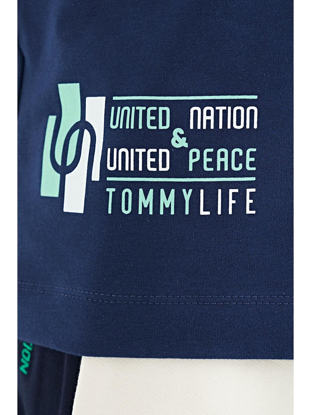 TOMMYLIFE İndigo Baskılı Standart Kalıp O Yaka Erkek Çocuk T-Shirt - 11097 - 1