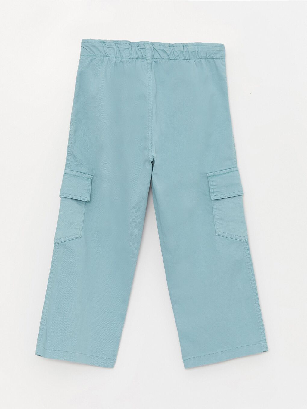 Yeşil Kız Çocuk Pileli Kargo Cepli Jean Denim Pantolon-2