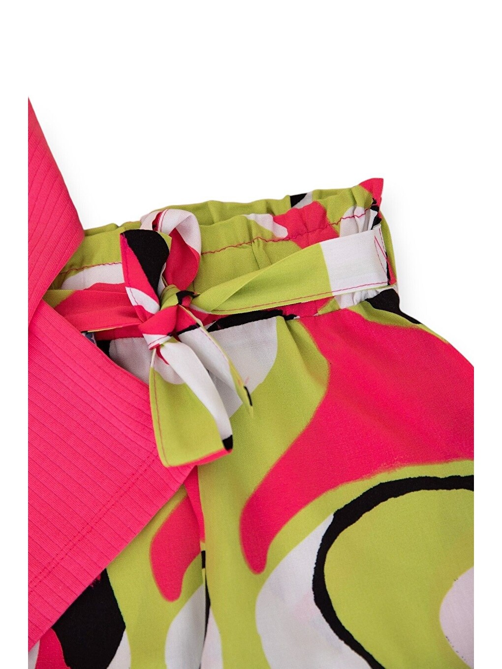 Pembe Kız Çocuk 2-3-4-5-6 Yaş, Mevsimlik Fırfırlı Tiril Tiril Dokuma Pantalonlu Alt Üst Takım-5