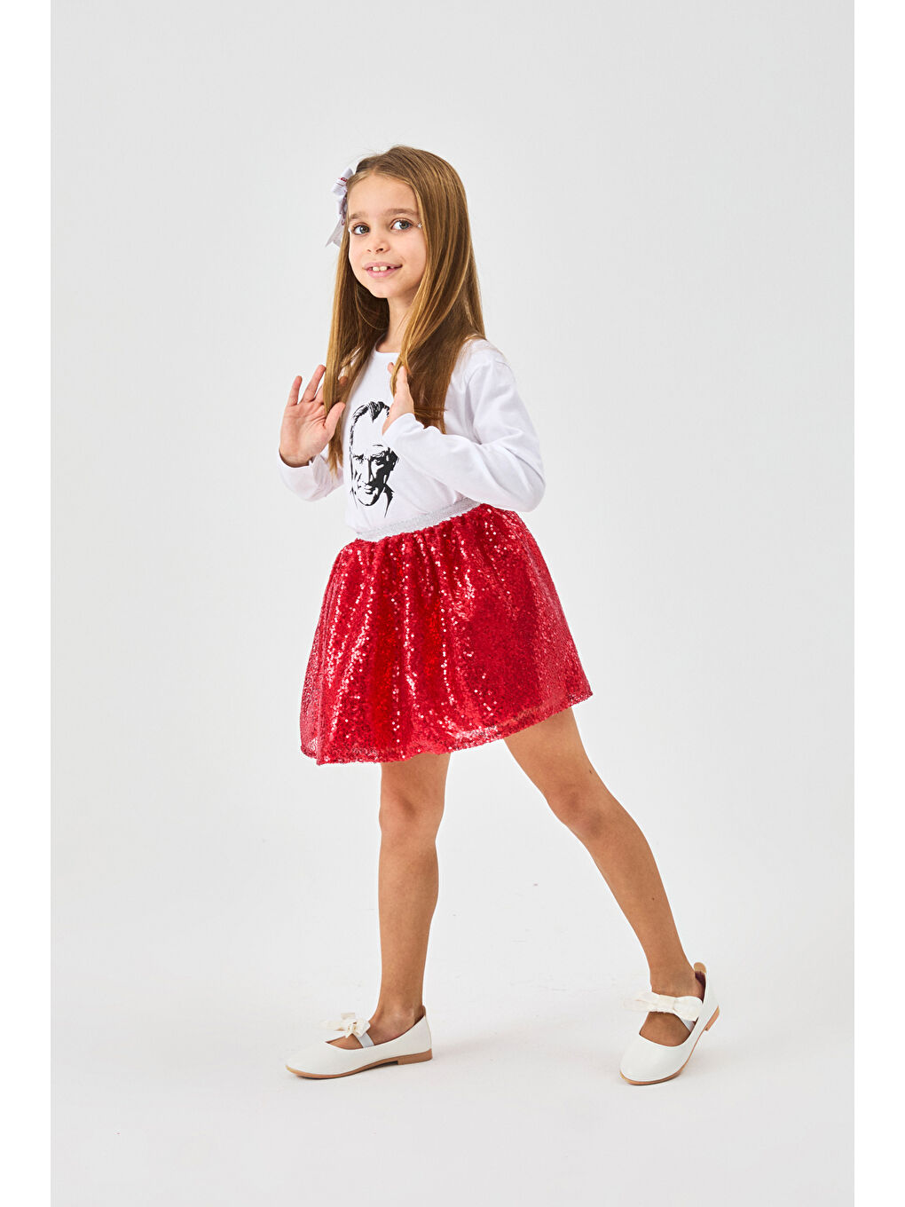 Yeşil Mint Üzeri Pullu Kız Çocuk Etek - Gracie-2