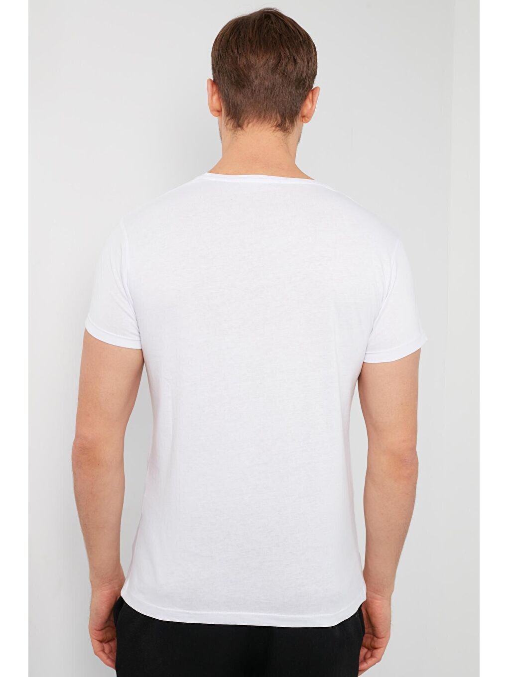 Beyaz Baskılı Bisiklet Yaka % 100 Pamuk T Shirt 541LOOKINGFOR-3