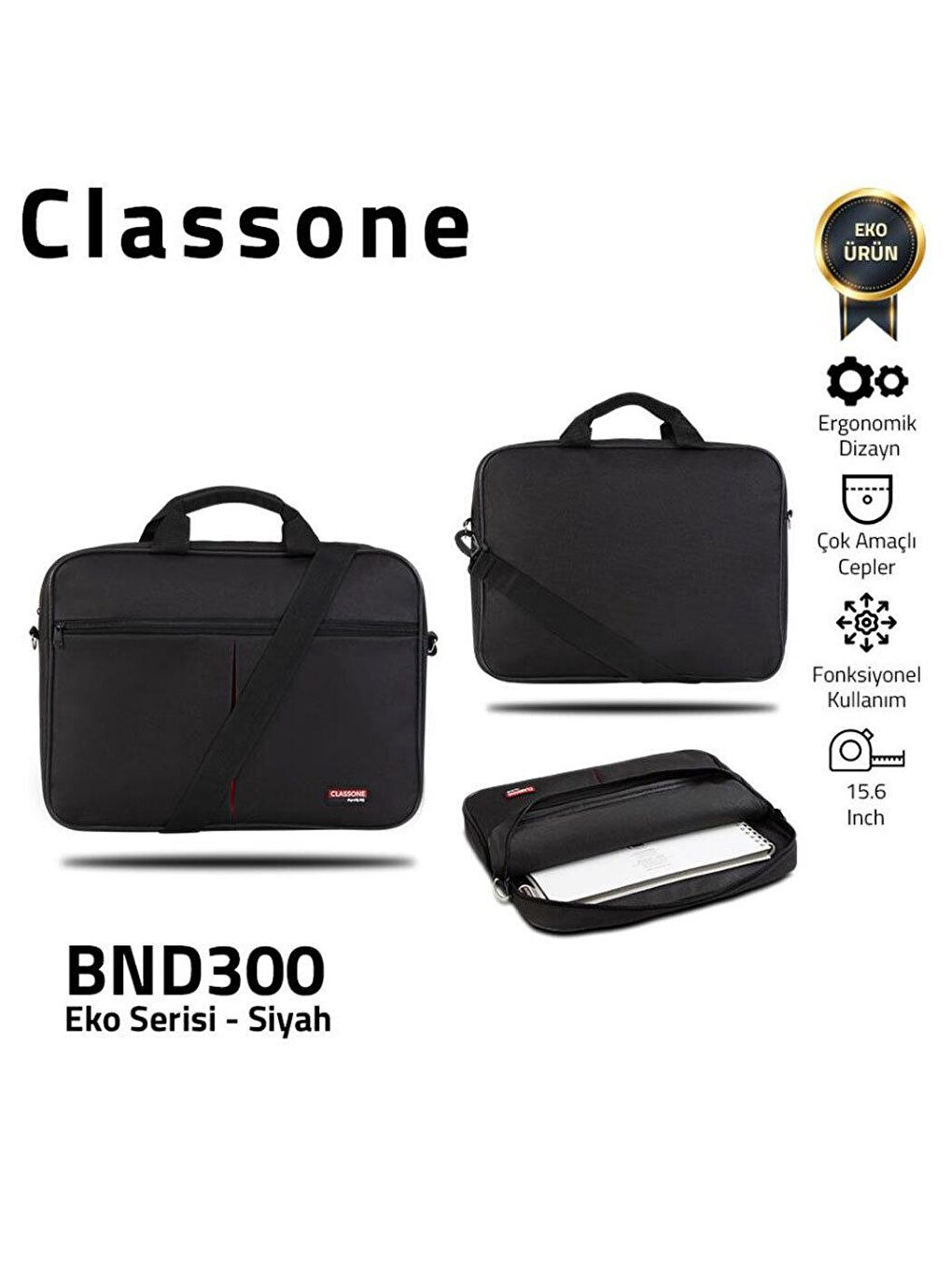 Classone Siyah BND300 15.6 Notebook El Çantası Unisex