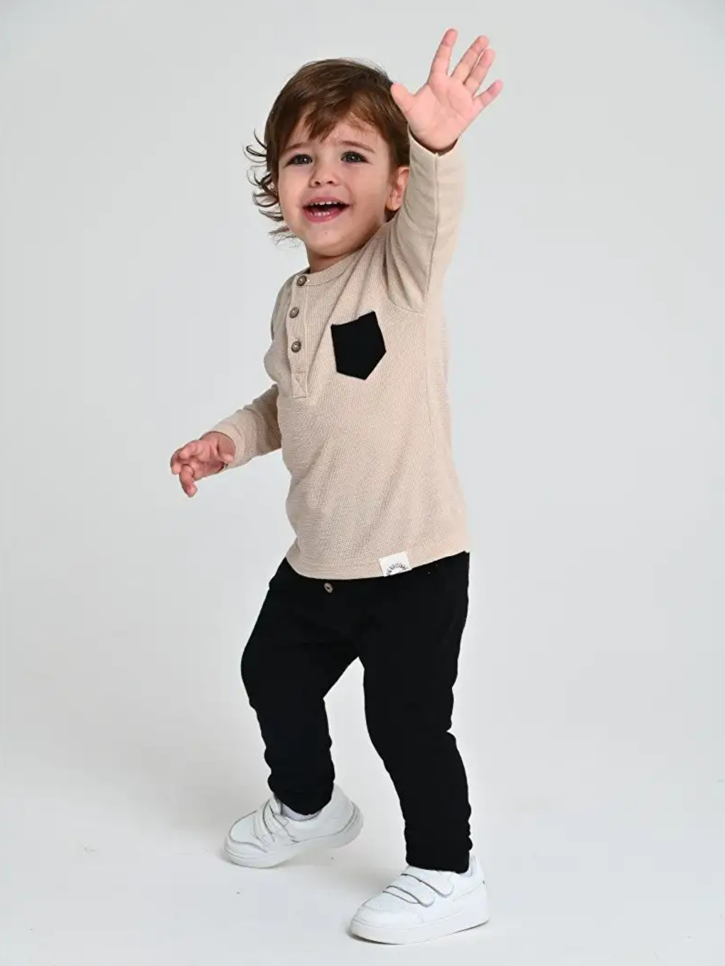 Luggi Baby Siyah Bisiklet Yaka Uzun Kollu Erkek Bebek 2'li Takım - 2