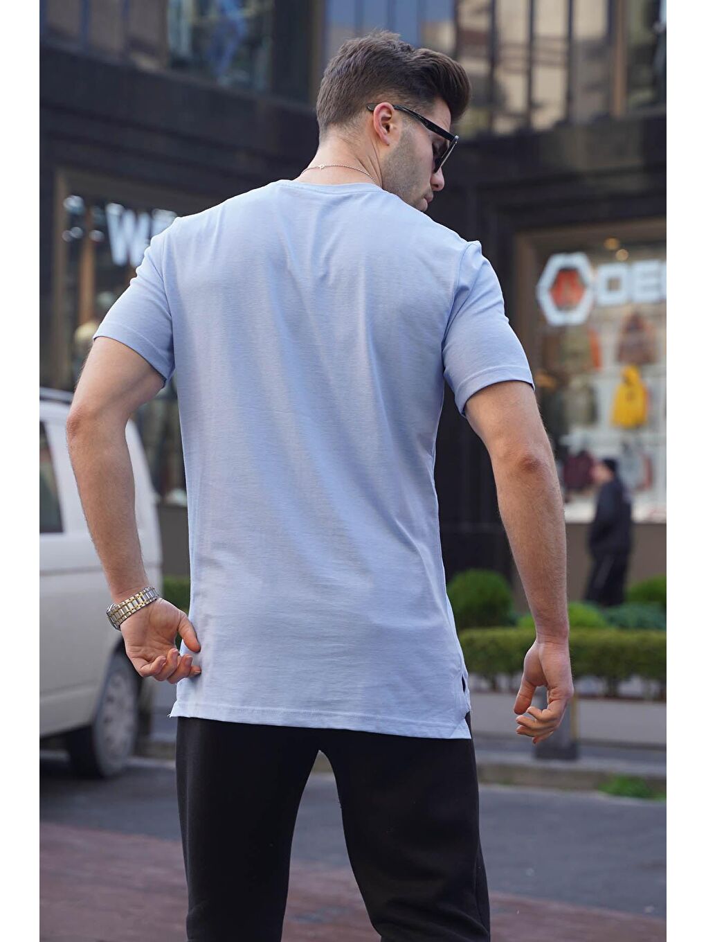 Mavi Cepli Basic Erkek Tişört 6078-1