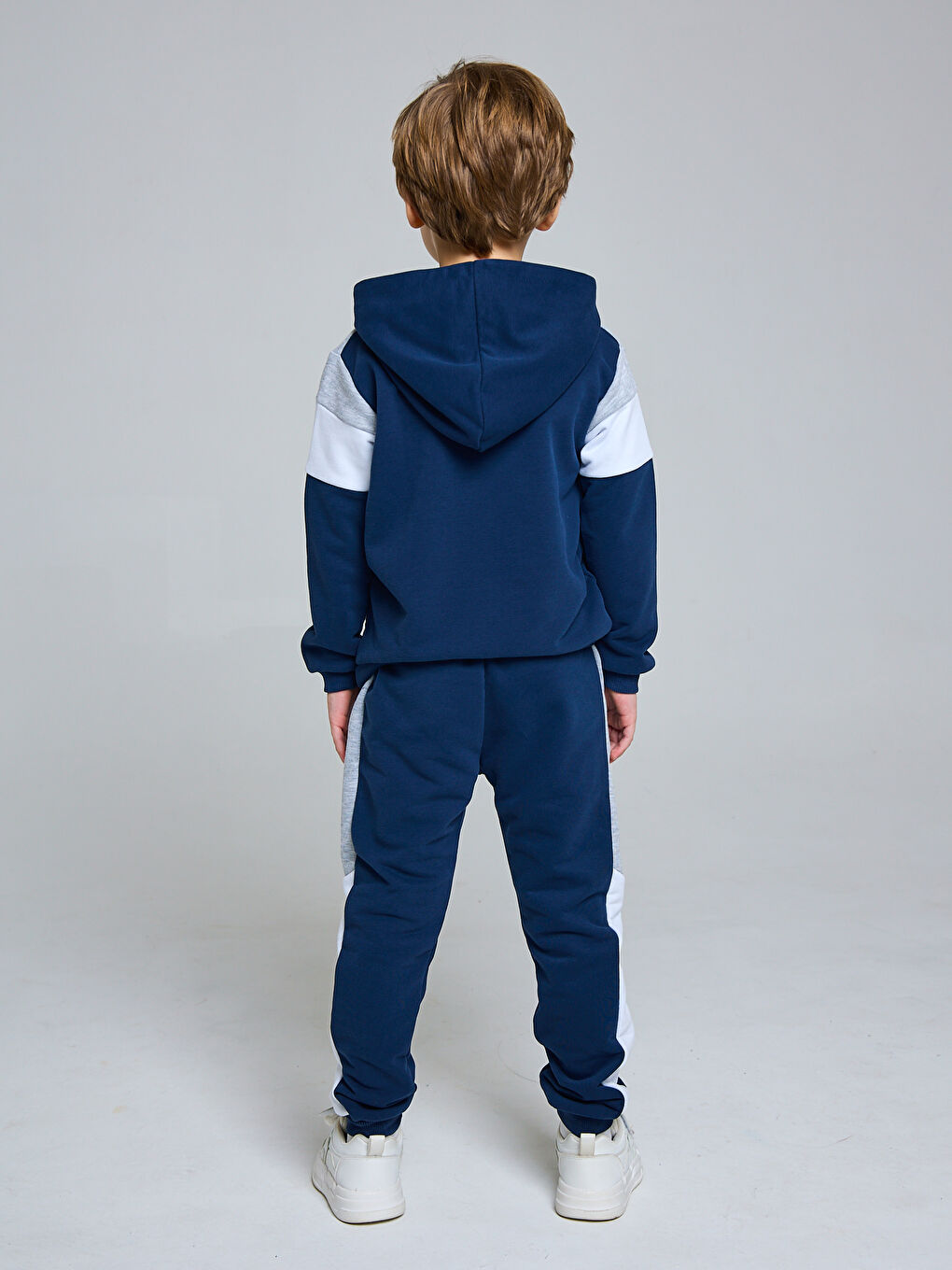 Lacivert Kapüşonlu Erkek Bebek Sweatshirt ve Eşofman Alt 2 li Takım-5