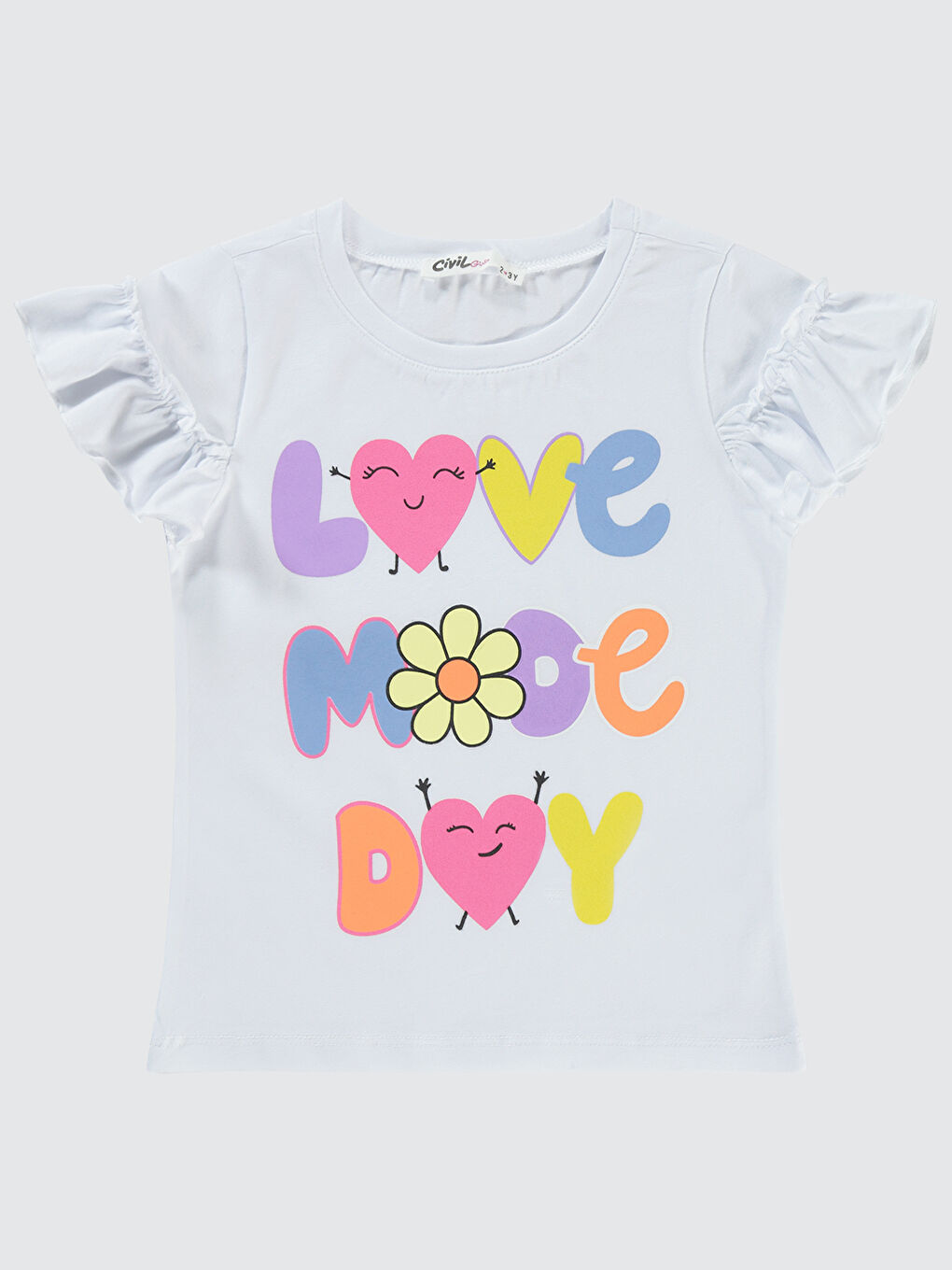 Girls Kız Çocuk Tişört 2-5 Yaş Beyaz