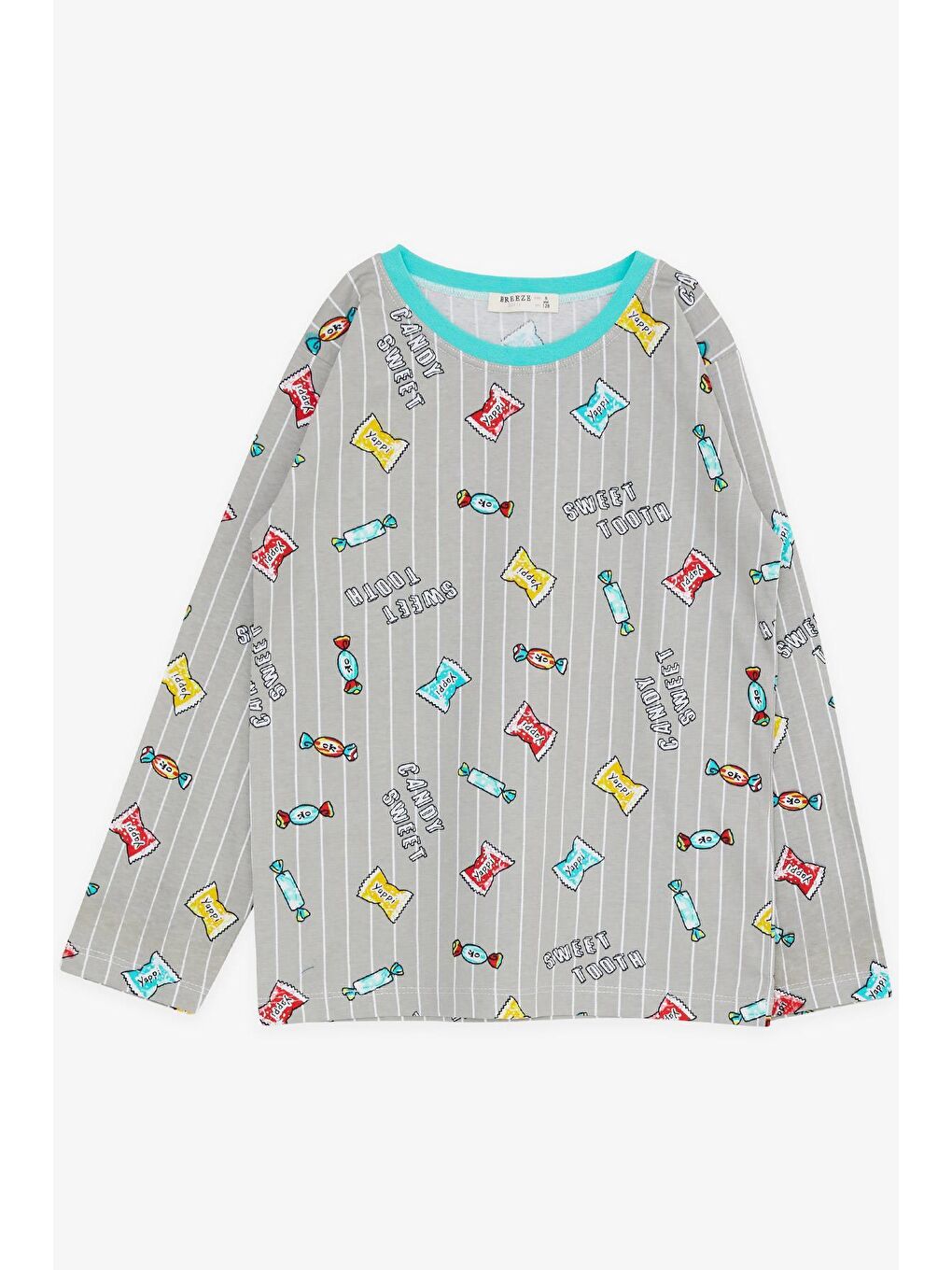 Kız Çocuk Pijama Takımı Renkli Şeker Desenli Gri (4 Yaş)-2