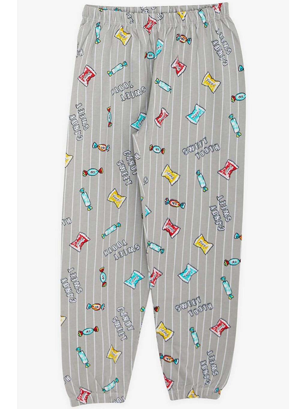 Kız Çocuk Pijama Takımı Renkli Şeker Desenli Gri (4 Yaş)-3