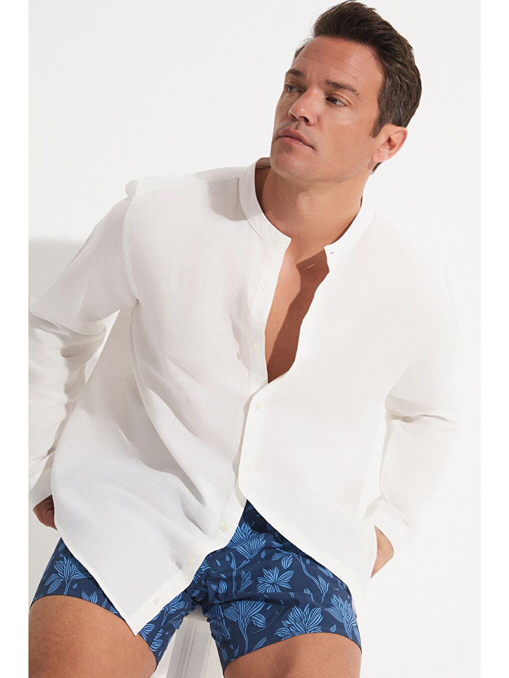 June Mavi Erkek Regular Fit Desenli Deniz Şortu - 2